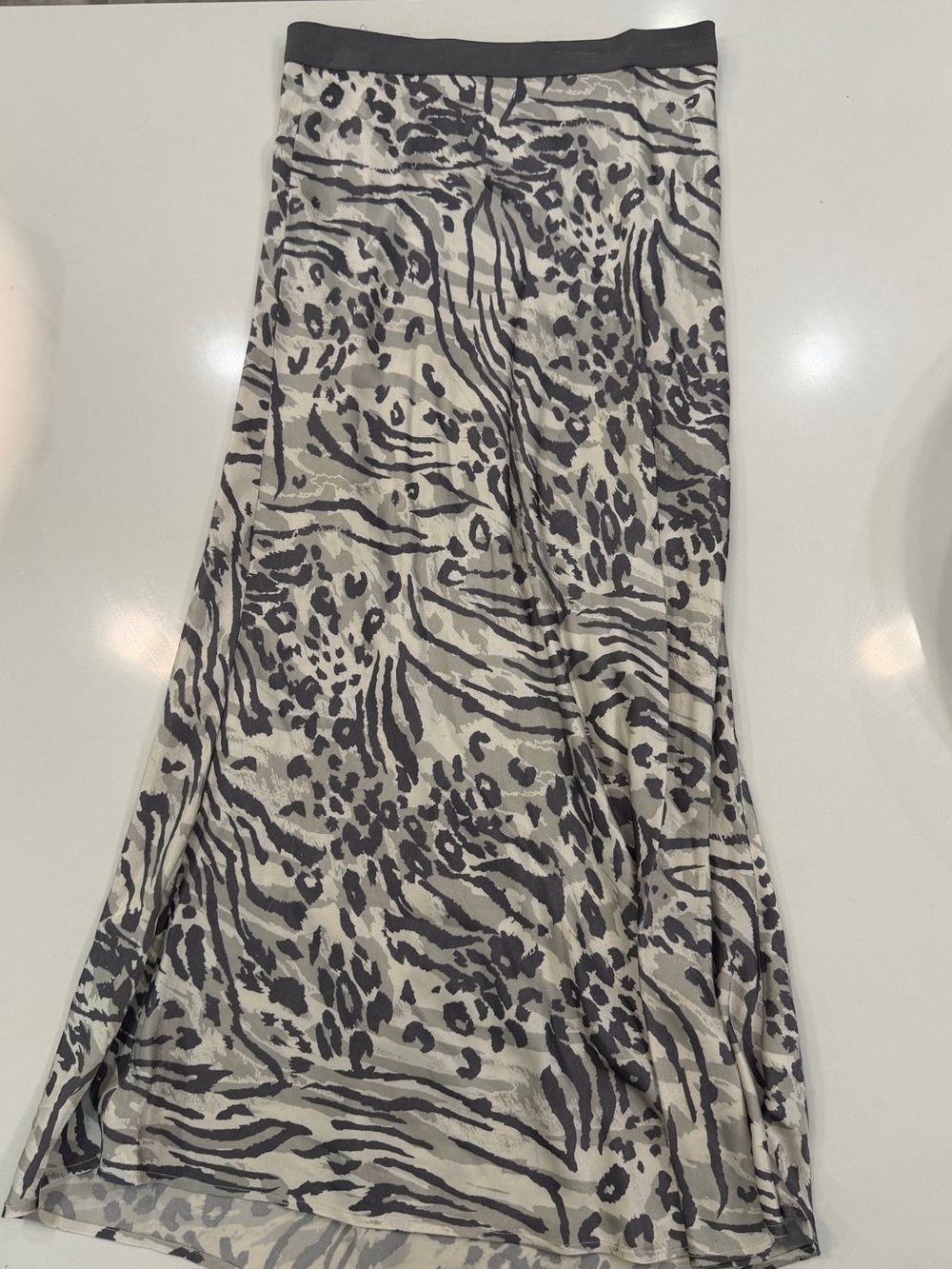 Rails Beige and Charcoal Animal-Print Maxi Skirt